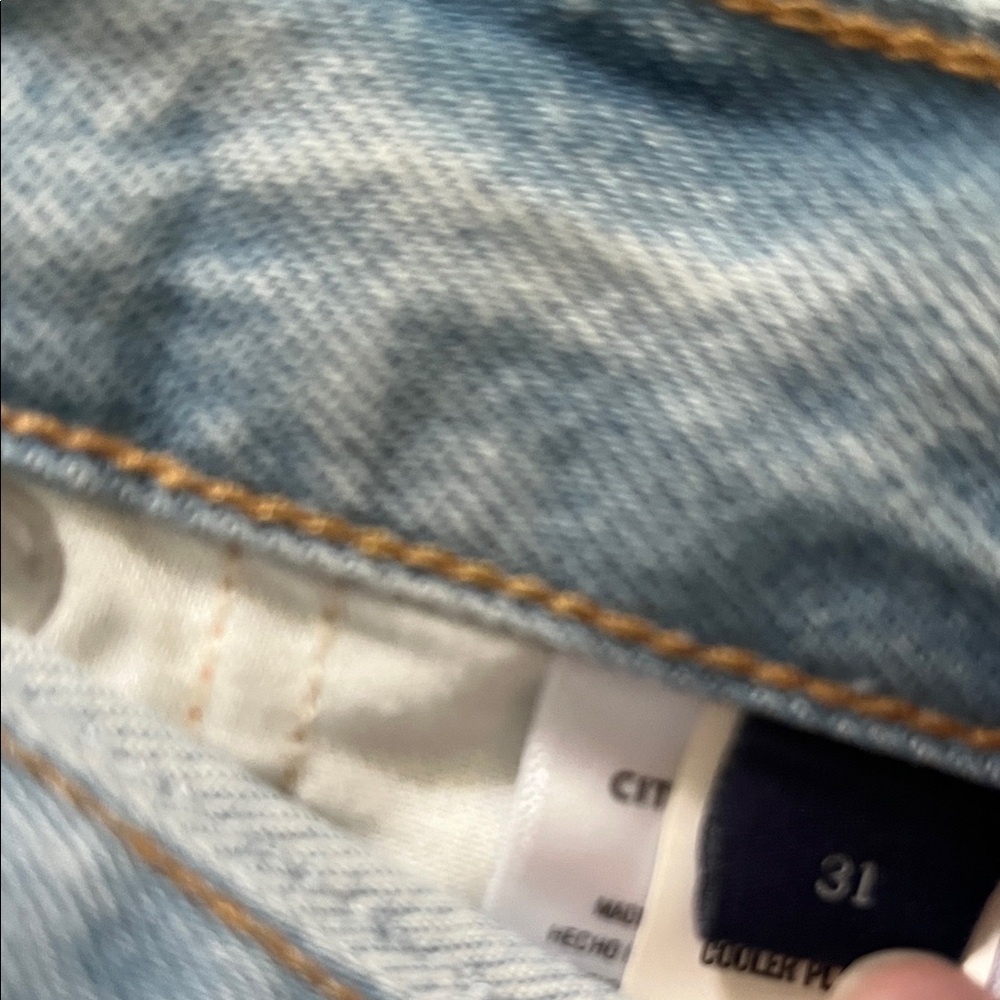 Citizens of Humanity AYLA Light Blue Denim Shorts with Button Waist - Picture 10 of 12